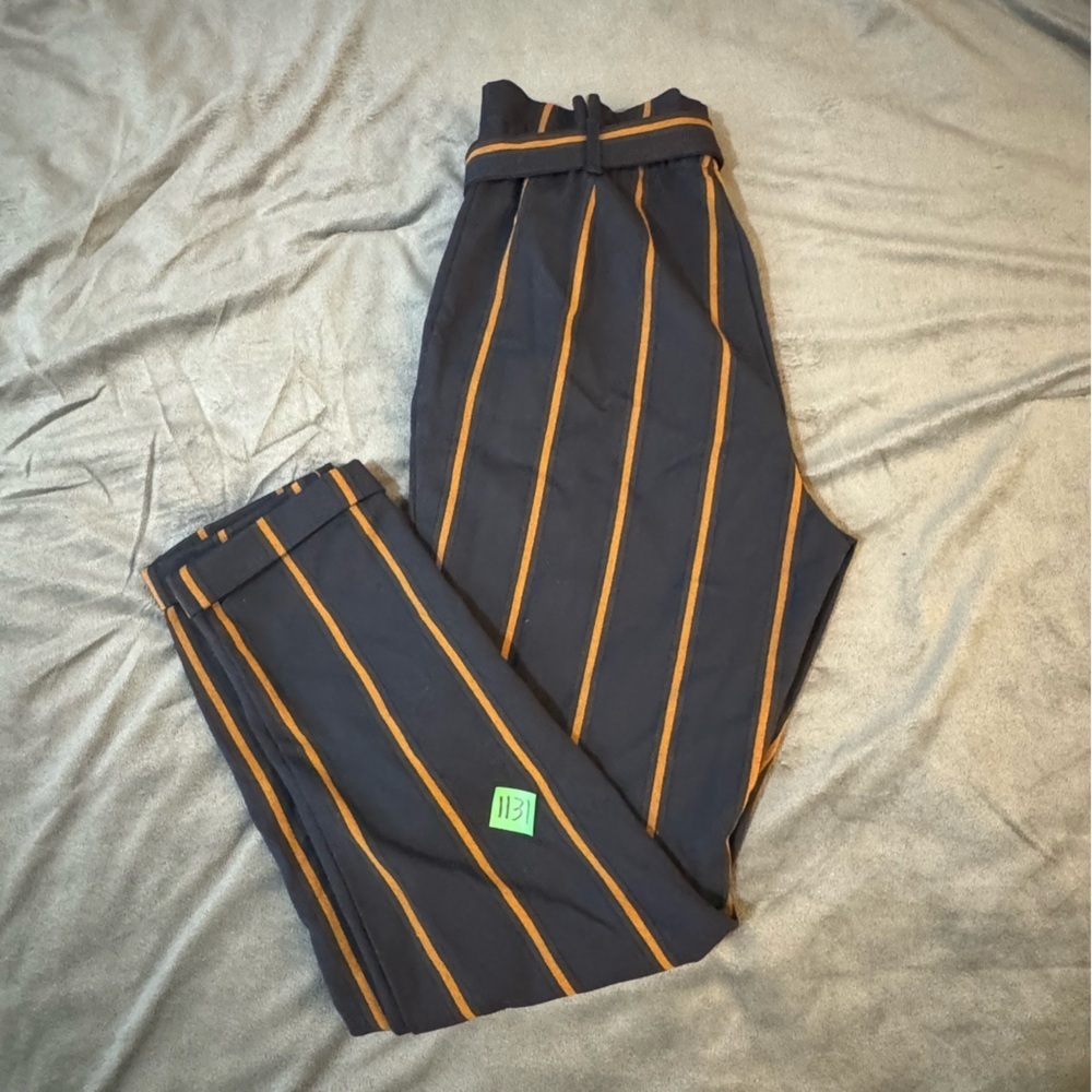 Zara Orange and Navy Blue Trousers with Stripes

#1131